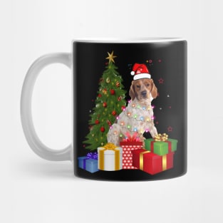 Brittany Christmas Tree Santa Hat Funny Xmas Gift Dog T-Shirt Mug